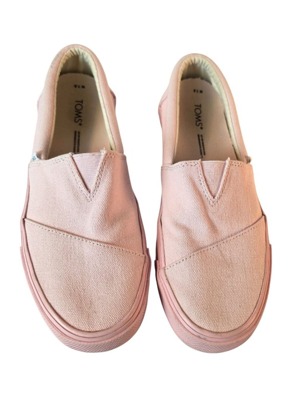 TOMS Alpargata Classic Slip On Shoes Womens 7.5 Seashell Pink Heritage Canvas